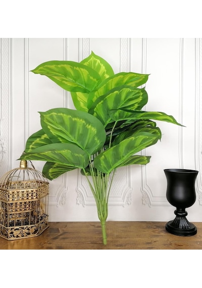 Yapay Çiçek Demet Tropik Difenbahya Çiçeği 18 Dal 85 cm Salon Çiçeği Yapay Bitki