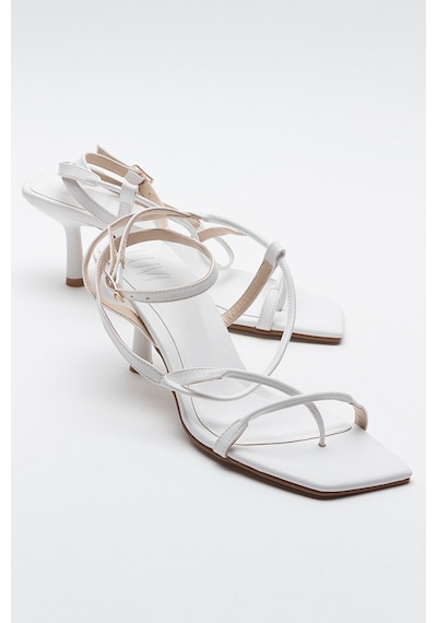 Luvishoes Mias Beyaz Kadın Topuklu Sandalet Beyaz