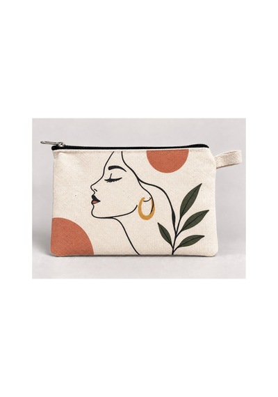 Modern Kadın İllüstrasyonu Baskılı Fermuarlı Kalemlik 20x10 Cm Kalem Kutusu Çok Renkli