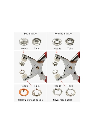 9.5 Mm Metal Çıt Çıt, El Pensesi, Set- Gömlek Ve Bebe Çıtçıt Montaj Seti Düğme Pensesi Standart