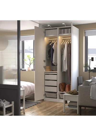 Ikea Beyaz Modern Kapaklı Gardırop Beyaz-kırık Beyaz
