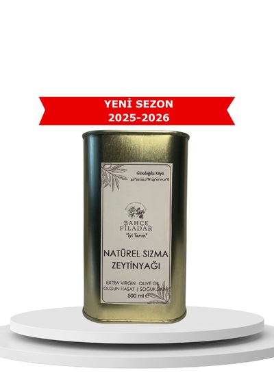 Bahçe Piladar Olgun Hasat Natürel Sızma Zeytinyağı 500 Ml Teneke 2025-2026 Hasat