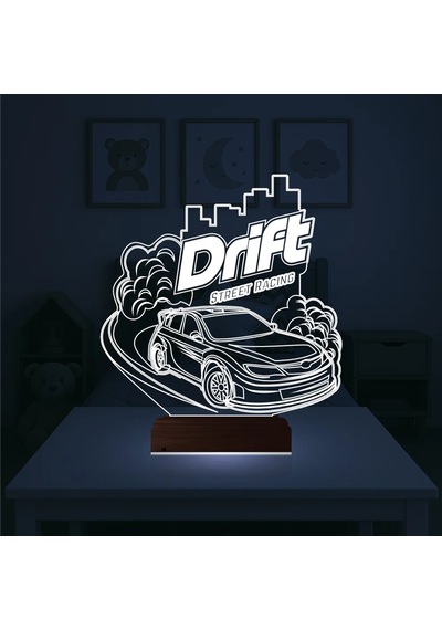 Luvivia Drift Yarış Arabası 3d Lamba - Masa Gece Lambası Şeffaf