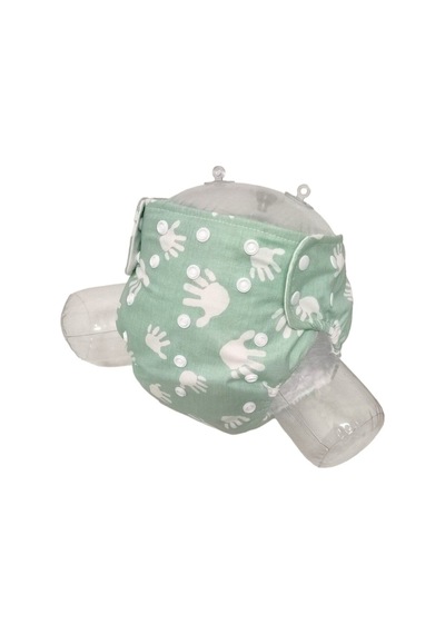 Baby Ybb Yıkanabilir Bebek Bezi Cepli Su Yeşili El Desen 3kg-12kg Standart