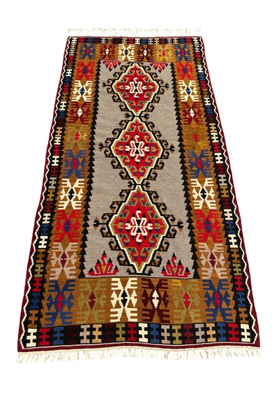 Kök Boya Yahyalı Kilim 106x200 Renkli %100 Yün Kilim