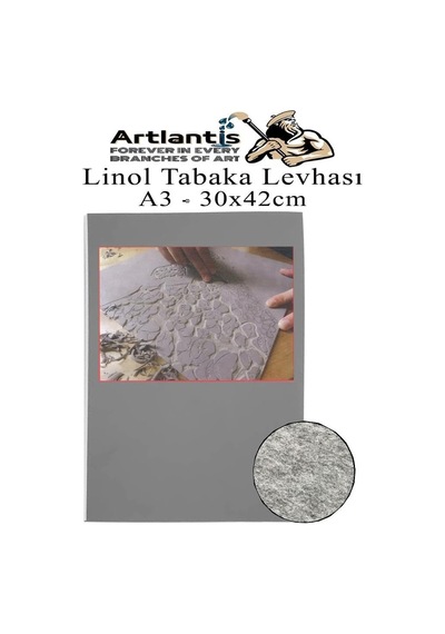 Linol Tabaka Levhası A3 30x42 Cm 2mm Gri 1 Adet Linolyum Tabaka Gri Linol Muşamba Baslı Levha Diğer
