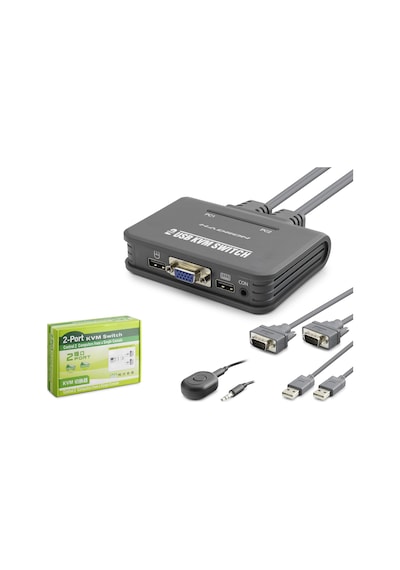 Hadron Hdx1362 Vga Kvm Switch 2 Console Harici Butonlu Dahili Kablolu 2 Vga Port Siyah