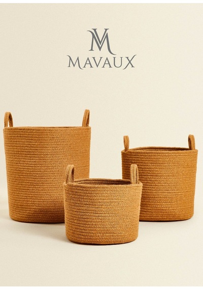 Mavaux Çok Amaçlı, 30cm-30cm Orta Boy, Yanları Saplı, Sepet, Jüt, Hasır, Dokuma Sepet, Düzenleyici Jütküçük