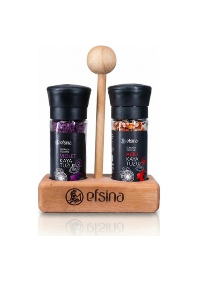 Efsina Violet ve Acılı Kaya Tuzu Değirmenli Gurme Tuz 2'li Set