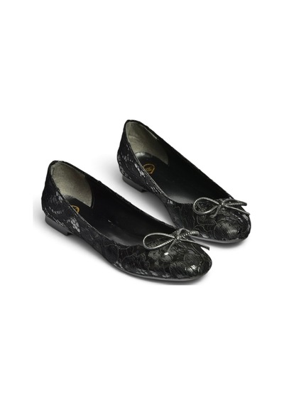 Fox Shoes Z726243404 Siyah Kumaş Kadın Babet