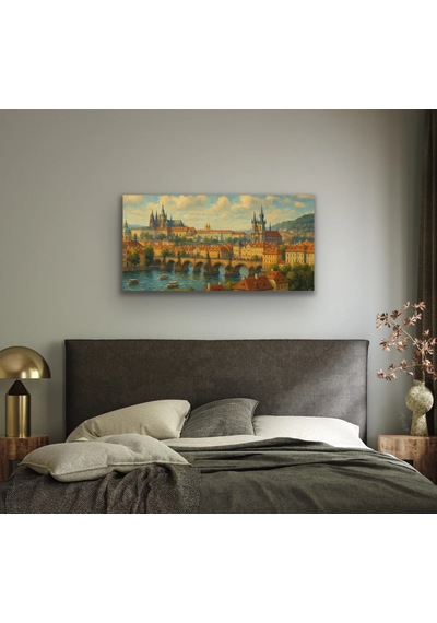 Bezos Prag Şehir Manzarası Kanvas Tablo 60x120cm Mbt06 Çok Renkli