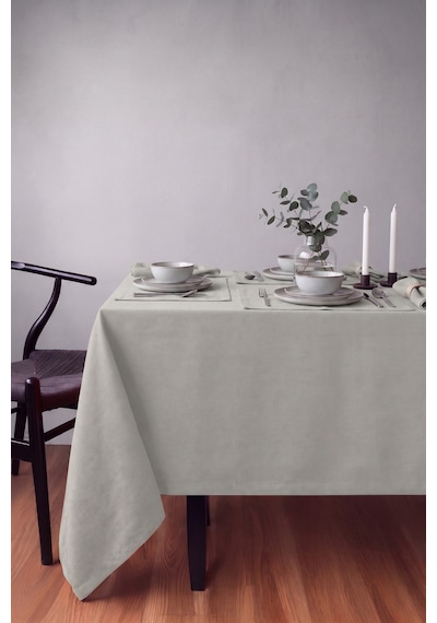 Gauze Fabric Design Kadife Dokulu Dertsiz Masa Örtüsü, Safir Açık Gri
