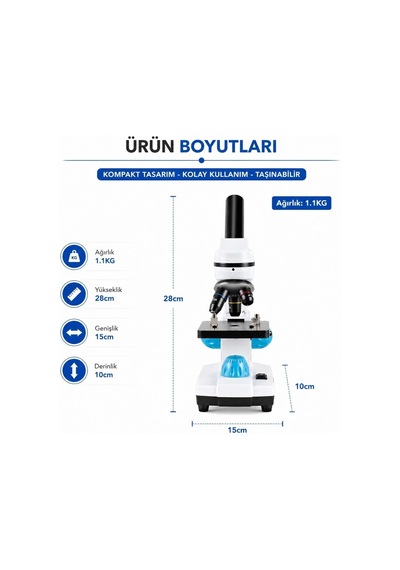 Tr 2000x Dijital Biyolojik Mikroskop Seti Usb Bağlantılı Hd Led Aydınlatmalı Monoküler Eğitim Ve Hobi Kullanımı