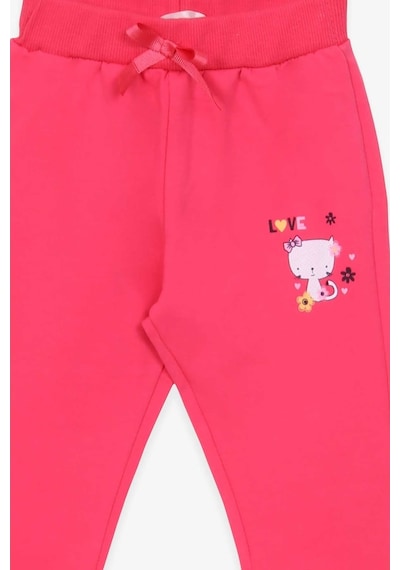 Breeze Kız Bebek Eşofman Altı Kedi Baskılı 6 Ay-2 Yaş, Mercan (550007096)