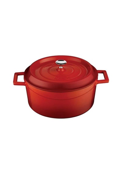 Lava Demir Döküm 24 CM Trendy Kırmızı Tencere Lvytc24K2R