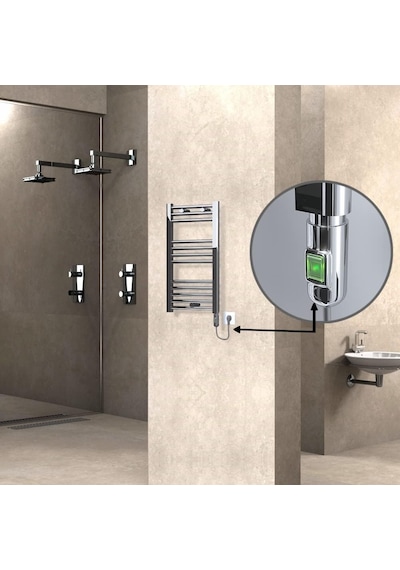 Haiti Elektrikli Havlupan 400x700 Düz Krom On/off Düğmeli 200 Watt