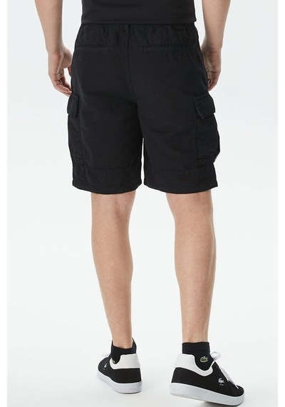 Lacoste Men's Relaxed Fit Black Bermuda Shorts Erkek Kargo Cepli Rahat Kesim Pamuk Keten Şort Siyah