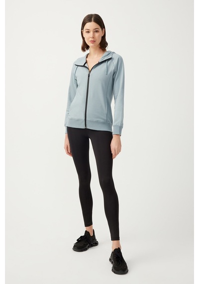 Los Ojos Kadın Mavi Gri Kapüşonlu Fermuarlı Sweatshirt Eşofman Üstü Mavi Gri