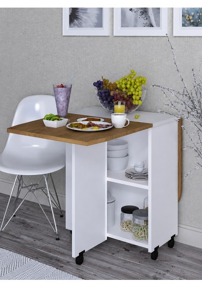 Braun Yemek Masası Çok Amaçlı Açılır Katlanır Beyaz - Ceviz