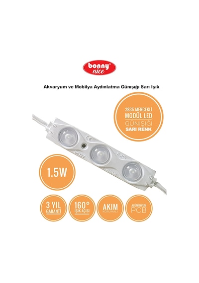 Akvaryum Modül Led Aydınlatma Günışığı Sarı Işık Anahtarlı 5'Li 432002215