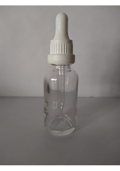30Ml Cam Şeffaf Şişe İnce Damlalıklı Kilitli Kapak Beyaz(10 Adet)