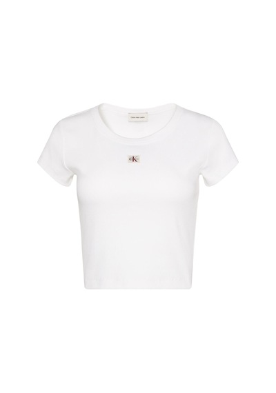 Calvin Klein A- Woven Label 2x2 Rıb Baby Tee Beyaz Kadın T-shirt