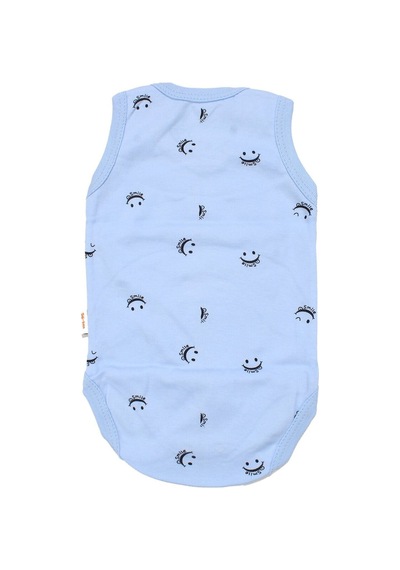 Bebegen Unisex Mavi Gülücük Baskılı Askılı Zıbın Çok Renkli