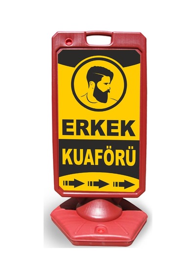 Erkek  Kuaför  Reklam ve Yönlendirme Uyari Dubasi A Tabela Kırmız