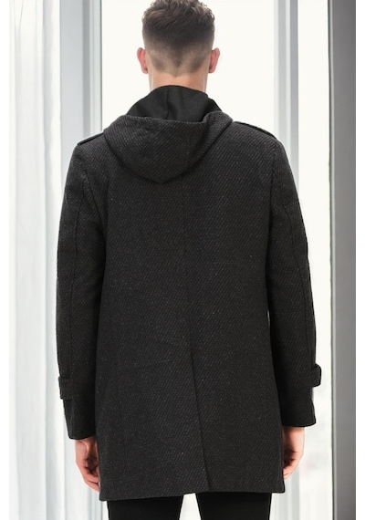 Plt9334 Dewberry Erkek Palto-desenli Antrasit Desenli Antrasit