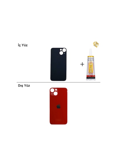 İphone Uyumlu13 Kırmızı Arka Kapak Arka Cam Batarya Kapağı Lazer Kesim Kapak Pil Kapağı + B-7000 Yapıştırıcı Standart