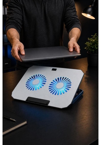 Premium Laptop Soğutucu Ayarlanabilir Rgb Cf12 Gümüş Stand