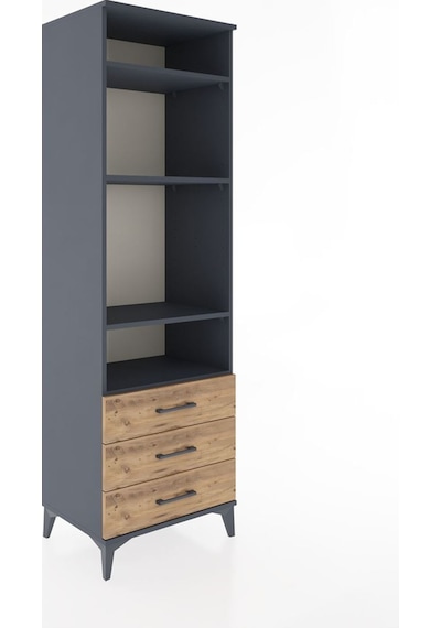 Hyperion Dolap 4 Raflı 3 Çekmeceli 60x44x195 Antrasit-çam Antrasit