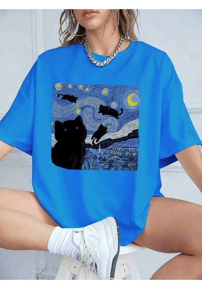 Noıssey Urban Pop Graphic Kadın Tişört Koleksiyonukod 5137 Bebe Mavi
