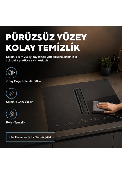 Kumtel HFLOW-6074 Davlumbaz Entegreli İndüksiyon Ocak