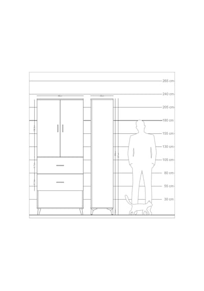 Arges Dolap 2 Raflı 2 Çekmeceli 2 Kapaklı 88x30x221 Çam-antrasit Çam