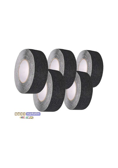5 Adet Merdiven Ve Zemin Kaydırmaz Kaymaz Bant 50mm X 25mt Siyah Bant Marketim