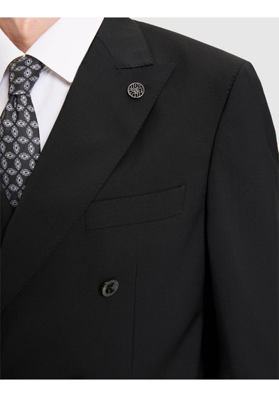 Pierre Cardin Siyah Slim Tailored Fit %100 Yün Kruvaze Takım Elbise 50328721-vr046