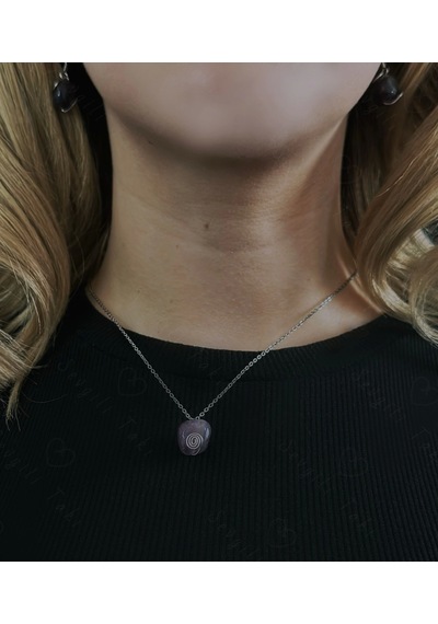 Ametist Doğal Taşlı Çelik Kolye Sevgili Takı Koleksiyonu Silver