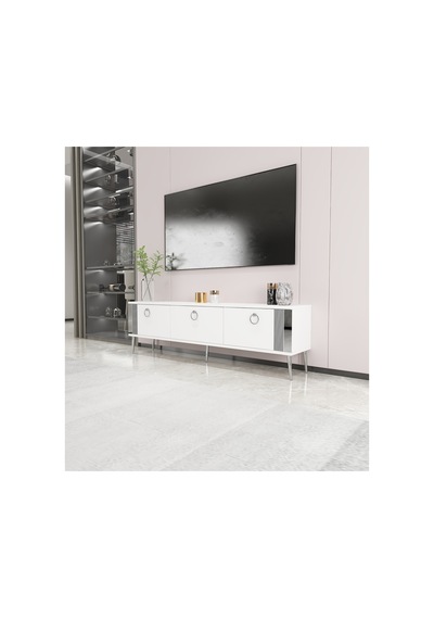 Terra 150 Cm Tv Ünitesi Tv Sehpası Beyaz-gümüş Beyaz-gümüş