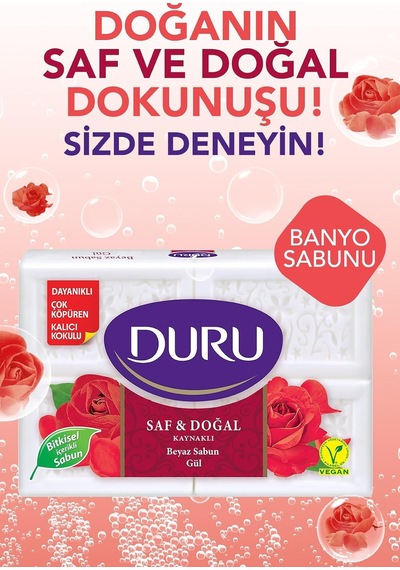 Saf & Doğal Kaynaklı Gül 16 Adet Beyaz Kalıp Sabun 4x600gr Diğer