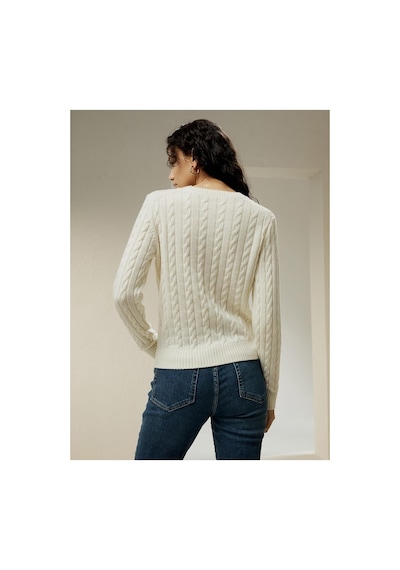 Youknitwear You Rio Bisiklet Yaka Kadın Kazak Beyaz