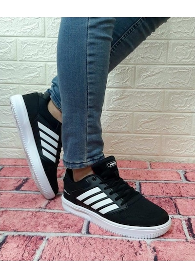 Bestof 074 Siyah Sneaker Düz Taban Hafif Rahat Spor Çift Ayakkabı - 538999583