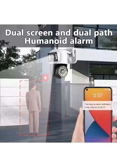 Zhltools 4mp Çift Lens Ip Kamera - Wıfı Açık Otomatik İzleme, Su Geçirmez Kablosuz Güvenlik Ev Kamerası, Renkli Gece Görüş