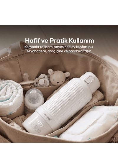 Xenon Smart Taşınabilir Su Isıtıcı Modüler Bataryalı, 500 Ml, Paslanmaz Çelik, Sıcaklık Ayarlı, Mama Ve Süt Isıtıcı X1004