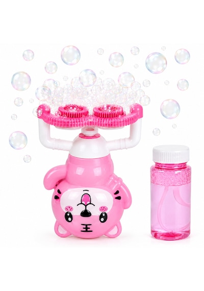 Kaplan Figürlü Otomatik Köpük Tabancası Bubble Gun Pembe