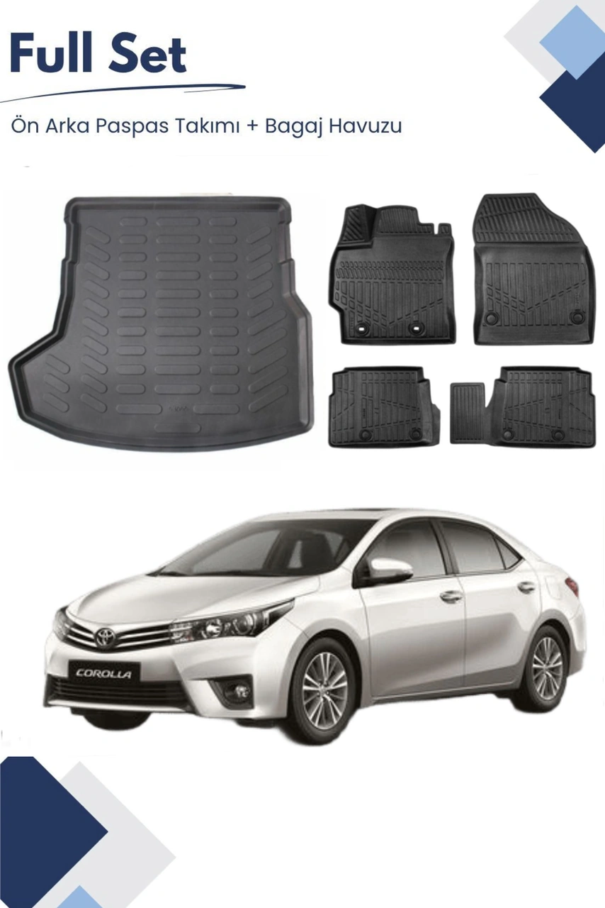 Toyota Corolla 2013-2014-2015-2016-2017-2018 Model Tam Uyumlu Paspas+bagaj Havuzu Seti
