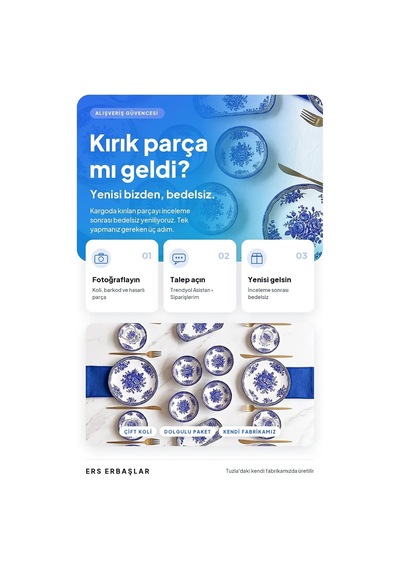 Mavi Antik 20 Parça 6 Kişilik Lüx Kahvaltı Takımı, Kahvaltı Seti Diğer