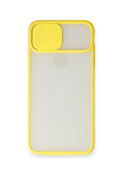 Apple iPhone  Uyumlu,  X Kılıf Palm Buzlu Kamera Sürgülü Silikon - Sarı