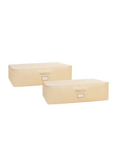 Ocean Home Textile 2'li Mega Boy Bej Balıksırtı Baza Altı Hurç Set 74 X 46 X 22 Cm Altın