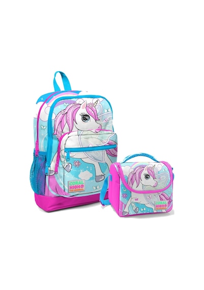 Coral High Mavi Unicorn Kız Çocuk İlköğretim Okul Sırt Çantası Ve Beslenme Çanta Seti